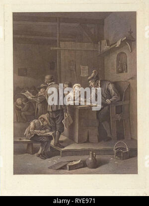 Klasse Zimmer mit einem Lehrer und Kinder, Noach van der Meer (II), 1751-1822 Stockfoto