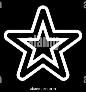 Stern Symbol - weiß einfach hohl Umrisse, 5 Spitzen abgerundet, isoliert - Vector Illustration Stock Vektor