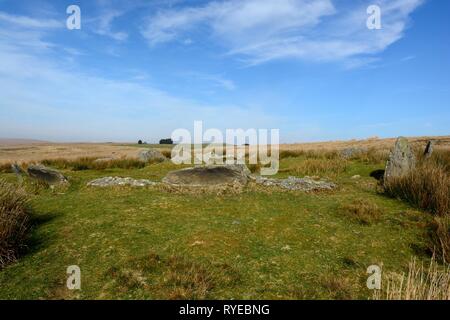 Carn Llechart Steinkreis Ring Cairn späten Neolithikum und frühe Bronzezeit Kreis Pontardawe Glamorgan Wales Cymru GROSSBRITANNIEN Stockfoto