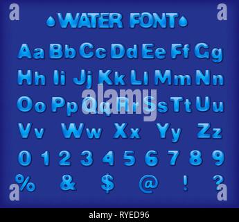 Abbildung: blue water Aufkleber englische Alphabet Buchstaben Vektor Stock Vektor