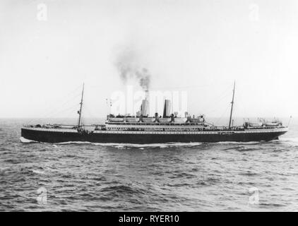 Transport/Verkehr, Navigation, Dampfschiff, Imperial mail Steamer 'Prinzess Irene" des Norddeutschen Lloyd, Aufbau von Stettiner Maschinenbau Vulcan, Aussicht, 1920er Jahre, Additional-Rights - Clearance-Info - Not-Available Stockfoto