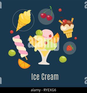 Vektor Eis Infografik Sommer food Design mit Früchten. Stock Vektor