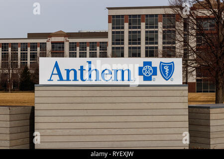 Indianapolis: ca. März 2019: Hymne World Hauptquartier. Hymne ist eine vertrauenswürdige Krankenkasse Provider II Stockfoto