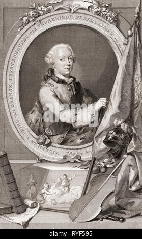 Wilhelm V., Prinz von Oranien, 1748 - 1806. Letzte Stadthalter der niederländischen Republik. Auch als Prinz von Nassau-oranien bekannt. Aus der Ausgabe 1813 Der Leiter der illustren Personen von Großbritannien, gestochen von Herrn Houbraken und Herr Vertue mit Ihrem Leben und Zeichen. Stockfoto