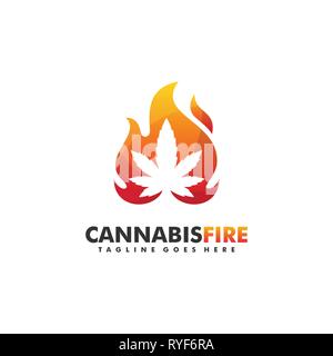 Cannabis Feuer Konzeption Illustration Vektor Design vorlage. Geeignet für kreative Industrie, Multimedia, Entertainment, Ausbildungen, Shop, und betreffen Stock Vektor