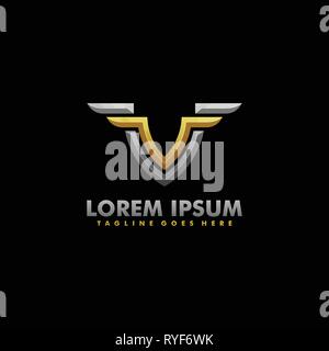 V-Wing Konzeption Illustration Vektor Design vorlage. Geeignet für kreative Industrie, Multimedia, Entertainment, Ausbildungen, Shop, und alle damit verbundenen Busin Stock Vektor