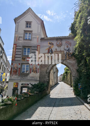 Häuser in Steyr in Oberösterreich Stockfoto