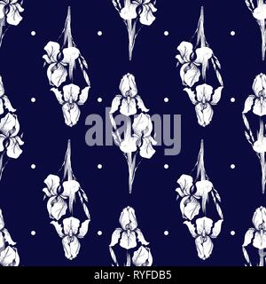 Nahtlose Muster mit Iris Blumen. Vector Illustration. 10 eps Stock Vektor