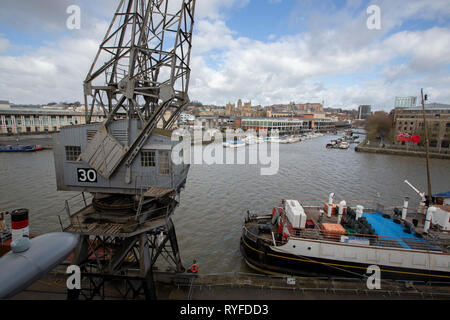 Die berühmten Harbourside Dock in der Stadt Bristol auf dem Fluss Avon, Großbritannien. Stockfoto