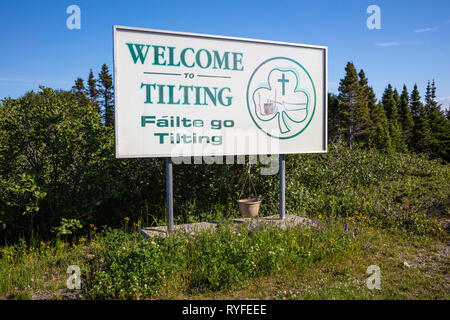 Kippen Zeichen, Kippen, Fogo Island, Neufundland und Labrador, Kanada Willkommen Stockfoto