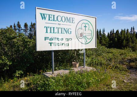 Kippen Zeichen, Kippen, Fogo Island, Neufundland und Labrador, Kanada Willkommen Stockfoto