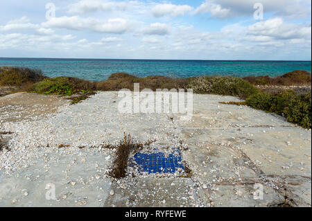 Ein demontiert Fisherman's Camp auf große Ratte Insel Houtman Abrolhos. Die Houtman Abrolhos Inseln liegen 60 Kilometer vor der Küste von Geraldton im Wester Stockfoto