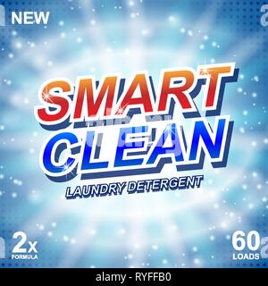 Smart clean Seife Banner Ads Design. Waschmittel saubere frische Vorlage. Waschpulver oder flüssigen Waschmitteln Package Design. Vector Illustration Stock Vektor