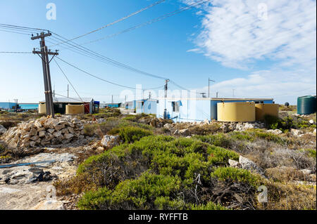 Pigeon Island in der Wallabi Group. Die Houtman Abrolhos Inseln liegen 60 Kilometer vor der Küste von Geraldton in Western Australia. Es gibt 122 pri Stockfoto