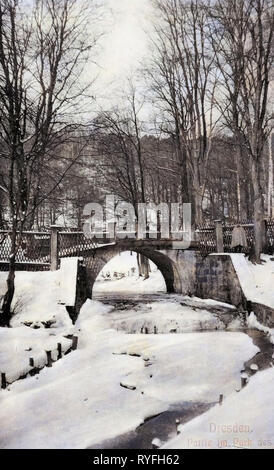 Garnisonslazarett Dresden, Winter in Dresden, Gärten und Parks in Dresden, 1910, Dresden, Park des Garnisonslazarettes, Deutschland Stockfoto