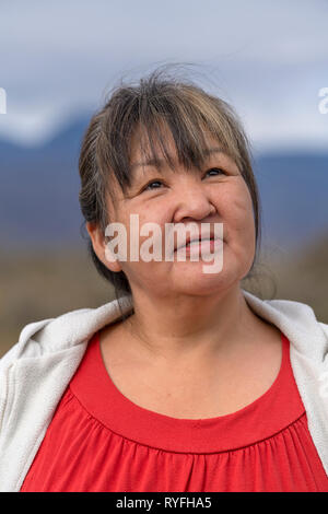 Weibliche Porträt, Narsasuaq, Südgrönland Stockfoto