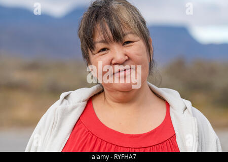 Weibliche Porträt, Narsasuaq, Südgrönland Stockfoto