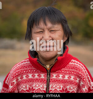 Weibliche Porträt, Narsasuaq, Südgrönland Stockfoto