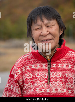 Weibliche Porträt, Narsasuaq, Südgrönland Stockfoto