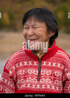 Weibliche Porträt, Narsasuaq, Südgrönland Stockfoto