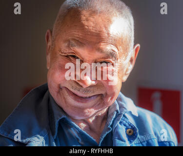 Portrait von Senior Greenlander, Süden Grönlands, Islands Stockfoto