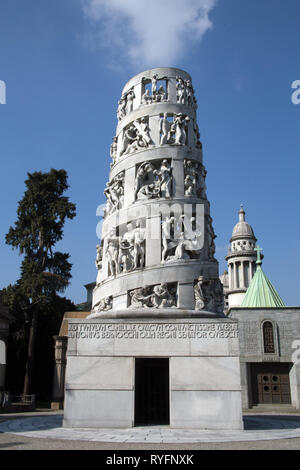 Das Mausoleum von Antonio Bernocchi durch Giannino Castiglioni in den Cimitero monumentale di Milano - monumentale Friedhof - Mailand Italien Stockfoto