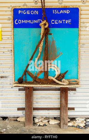 Pigeon Island Community Center in der Wallabi Group. Die Houtman Abrolhos Inseln liegen 60 Kilometer vor der Küste von Geraldton in Western Australia. Stockfoto