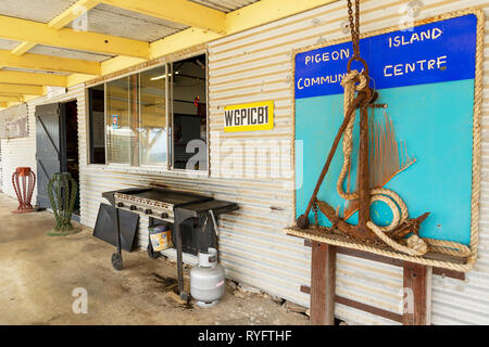 Pigeon Island Community Center in der Wallabi Group. Die Houtman Abrolhos Inseln liegen 60 Kilometer vor der Küste von Geraldton in Western Australia. Stockfoto