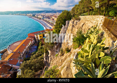 Stadt Nizza Promenade des Anglais waterfront Luftaufnahme, Côte d'Azur, Alpes Maritimes Departement von Frankreich Stockfoto