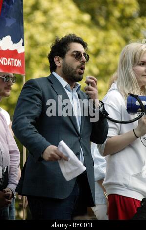 Raheem Kassam an der Freien Tommy Protest in London Stockfoto