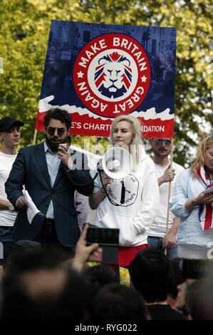 Raheem Kassam an der Freien Tommy Protest in London Stockfoto