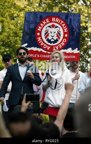 Raheem Kassam an der Freien Tommy Protest in London Stockfoto