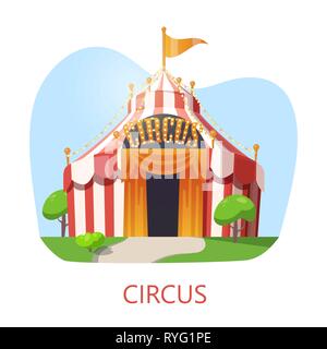 Circus Festzelt oder Eingang des Zeltes, Vergnügungspark Stock Vektor
