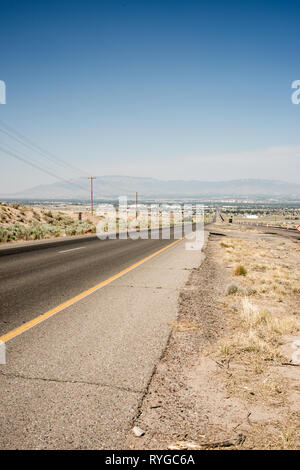 Route 66 westlich von Santa Rosa, California zu Winslow, Arizona. Stockfoto