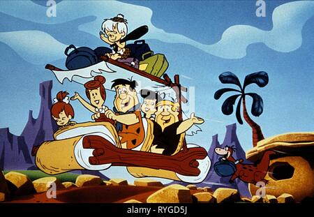 WILMA, Fred Feuerstein, Betty, BARNEY RUBBLE, DINO, die FLINTSTONES, 1960 Stockfoto