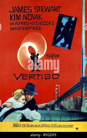 KIM NOVAK und James Stewart FILMPLAKAT, Vertigo, 1958 Stockfoto