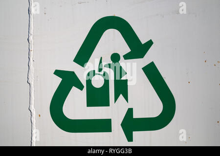 Glas recycling Symbol mit Mobius Ring Stockfoto