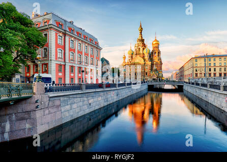 Russland, St. Petersburg - Kirche Erlöser auf verschüttetem Blut Stockfoto