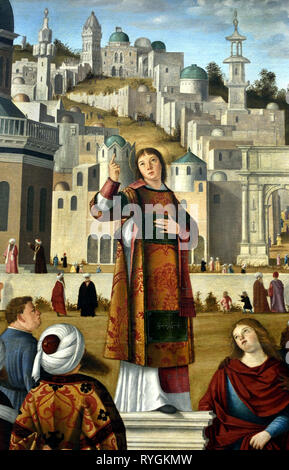 Der hl. Stephanus starb 35 Wie protomartyr Predigt in Jerusalem Israel 1514 von CARPACCIO, Vittore in Venedig im Jahre 1472 bekannt - 1525/1526, Italienisch, Italien, Stockfoto