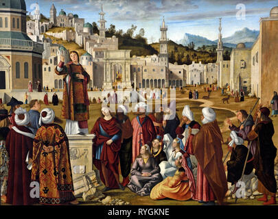 Der hl. Stephanus starb 35 Wie protomartyr Predigt in Jerusalem Israel 1514 von CARPACCIO, Vittore in Venedig im Jahre 1472 bekannt - 1525/1526, Italienisch, Italien, Stockfoto