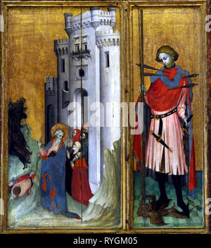 Die thouzon Altarbild (junge weibliche Märtyrer und Sebastian) 1410, Jacques Yverni, 1410-1438, Frankreich, Französisch, (der Kult des Hl. Sebastian) Stockfoto