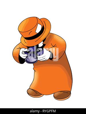 Cartoon ant Detektiv fotografieren Vector Illustration Stock Vektor