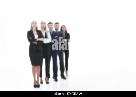 Verschwommenes Bild von Business Team auf weißem Hintergrund. Foto mit Kopie Raum Stockfoto