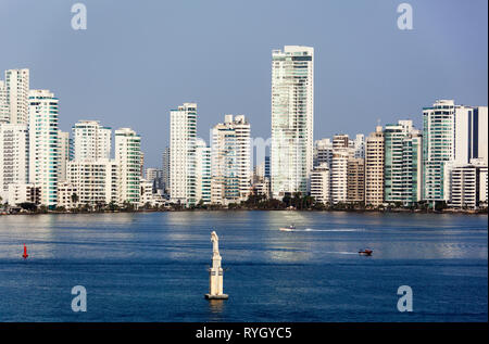 Am Morgen Blick auf Bocagrande angesehenen Wohnviertel in Cartagena (Kolumbien). Stockfoto