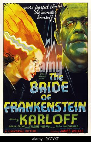 ELSA LANCHESTER, Boris Karloff Film Poster, die Braut von Frankenstein, 1935 Stockfoto