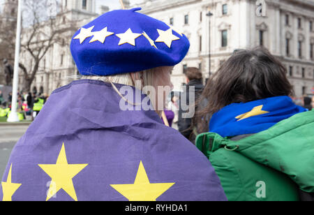 London, Großbritannien. 13. März 2019. Anti-Brexit Demonstranten vor dem Parlament in London, Großbritannien, heute. Credit: Joe Kuis/Alamy leben Nachrichten Stockfoto