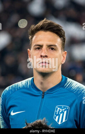 Jose Maria Gimenez de Vargas (Atletico de Madrid) während der 'Uefa Champions League' Runde 16 - 2 Bein Übereinstimmung zwischen Juventus 3-0 Atletico de Madrid bei der Allianz Stadion am 12. März 2019 in Turin, Italien. Credit: Maurizio Borsari/LBA/Alamy leben Nachrichten Stockfoto