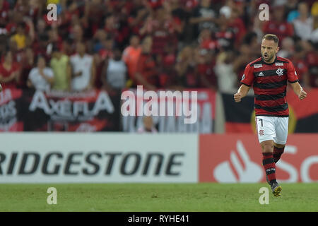 RJ - Rio de Janeiro - 03/13/2019 - Libertadores 2019, Flamengo x LDU-Everton Ribeiro Flamengo Spieler sein Ziel bei einem match gegen LDU im Maracana-stadion feiert für die Meisterschaft Libertadores 2019. Foto: Thiago Ribeiro/AGIF Stockfoto