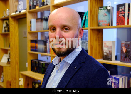 28 Januar 2019, Tschechien, Brünn: Publishing Director Miroslav Bala · tik steht in den Zimmern seines Verlages "Host". Die Tschechische Republik ist das Gastland der Buchmesse Leipzig 2019. Die Tschechen haben auf ihr Programm für zwei Jahre. Kleine Nachbar der Planung einen ziemlich großen Gig. Foto: Birgit Zimmermann/dpa-Zentralbild/dpa Stockfoto