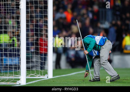 Barcelona, Spanien. Credit: D. 13 Mär, 2019. Boden keeper Fußball: UEFA Champions League Runde 16 2. bein Übereinstimmung zwischen 5-1 Olympique Lyonnais FC Barcelona im Camp Nou Stadion in Barcelona, Spanien. Credit: D. Nakashima/LBA/Alamy leben Nachrichten Stockfoto